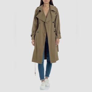 🆕 Avec Les Filles Olive Coated Trench Double Breasted Belted $426 Size Small
